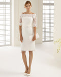 Abito da sposa corto mod. Ortensia - Chiffon panna tg.46