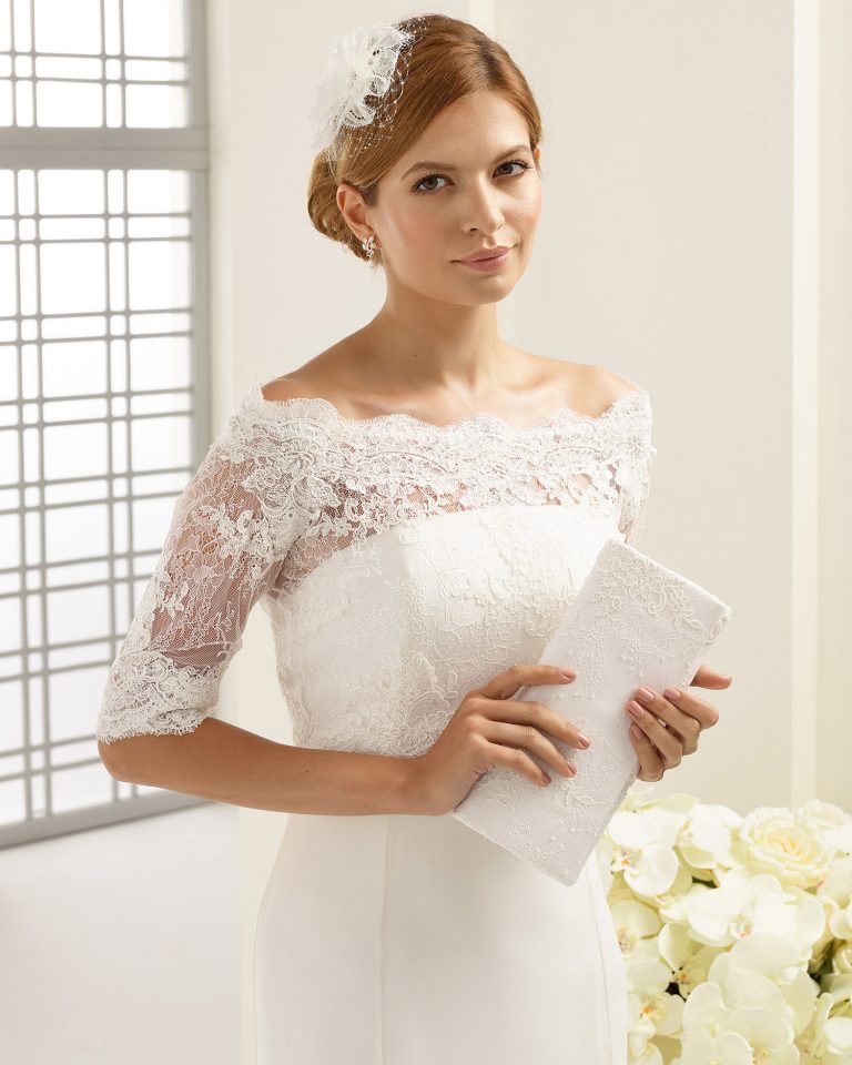 Abito da sposa corto mod. Ortensia - Chiffon panna tg.46