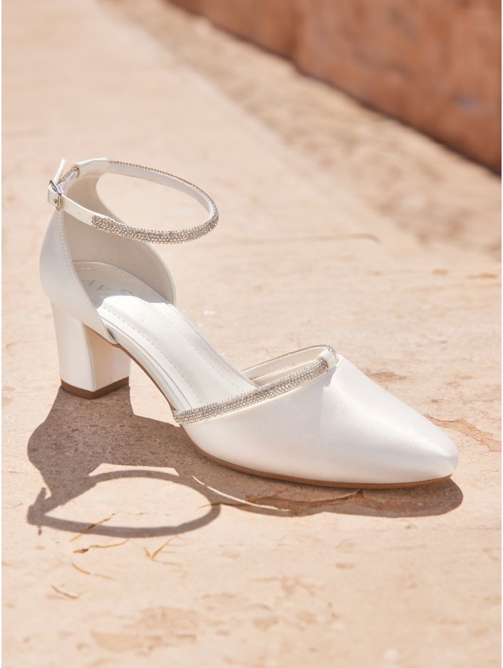 Scarpe da sposa mod. Daga - Raso bianco panna n.36