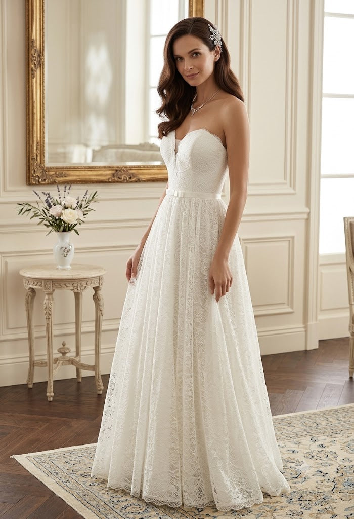 Abito da sposa modello Daisy in pizzo avorio stile bohémien - vista posteriore